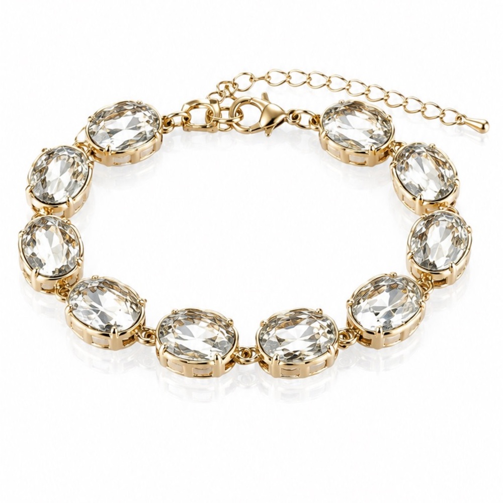 Classic Chunky Gold Crystal Link Bracelet